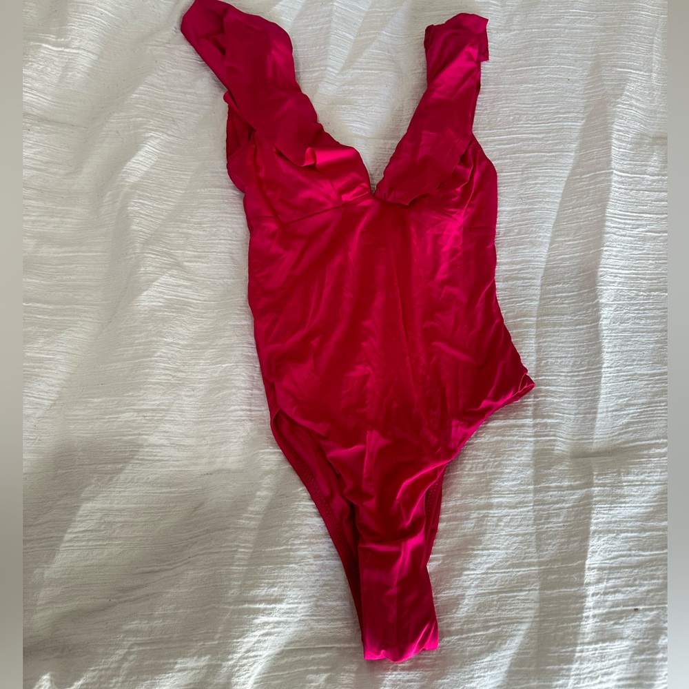 Hot pink one piece bathing suit
